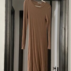 Reformation Tan Ribbed Dress